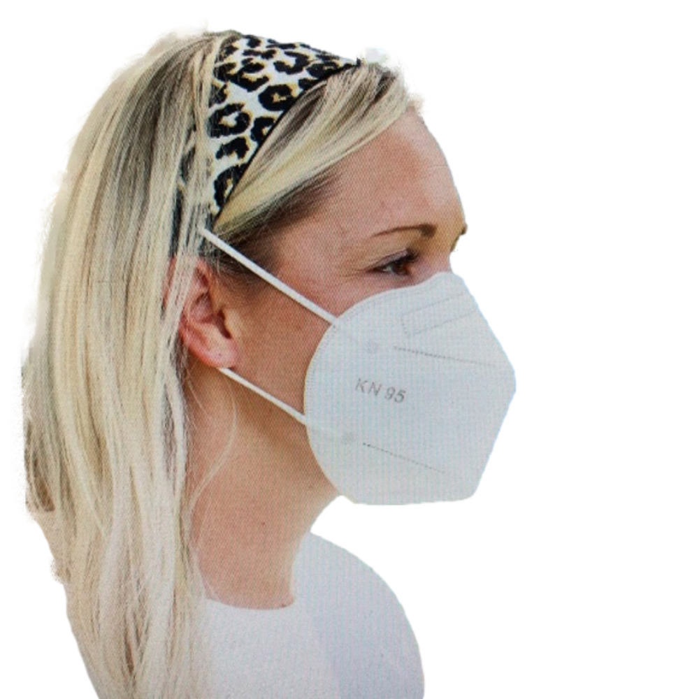 Headband Leopard Button Face Mask Holder